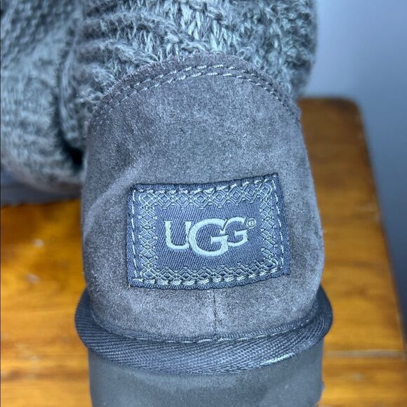 UGG Charcoal Knit Boots with Button Accents - Picture 3 of 7